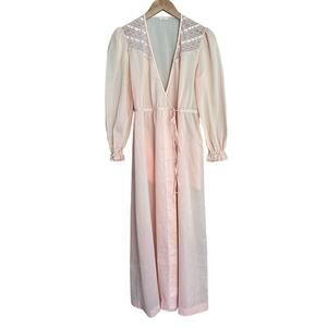 Vintage Lightweight Lounge Robe pink cotton Small